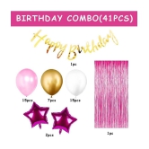 Party Propz Happy Birthday Decorations For Girls Combo Set- Pink White Gold Metallic Balloons, Happy Birthday Banner, Foil Curtain, Star Foil Balloons - Girls, Women, 1st, 2nd, 3rd, 4, 5,6th