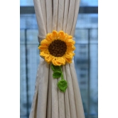 Hand Crafted Crochet Curtain Tiebacks Sunflower Yellow