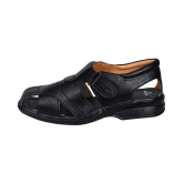 IndiForce Black Leather Sandals - 5