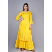 MIRROR WORK KURTA WITH SHARARA-S / Yellow