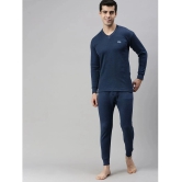 Pack of 2 Lux Cottswool - Blue Cotton Blend Mens Thermal Tops - None