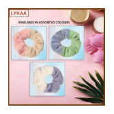 LYKAA Fur Microfabric Hair Scrunchies Elastics Ponytail Holders for Women & Girls - 3 Pcs Multicolor - Multi