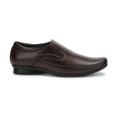 UrbanMark Men Comfortable Square-Toe Faux Leather Slip On Formal Shoes- Brown - None