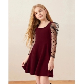 Addyvero - Maroon Cotton Blend Girls Fit And Flare Dress ( Pack of 1 ) - None