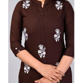 MAUKA Rayon Embroidered Kurti With Palazzo Women's Stitched Salwar Suit - Brown ( Pack of 1 ) - None