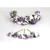 SHG Fashion Art Handmade Purple with White Color Artificial Veni Flowers with 3 Pins | Floral Wedding Bridesmaid Hair Jewellery (Purple with White)