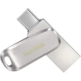 SanDisk 128GB SDDDC4 Ultra Dual Drive Luxe USB 3.1 Type-C Metal Pendrive (Silver)