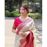 Apnisha Banarasi Silk Embellished Saree With Blouse Piece - Off White ( Pack of 1 ) - Off White