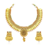 Sukkhi Alloy Golden Traditional Necklaces Set Choker - Golden