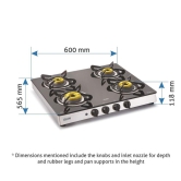 Glen 4 Burner Gas Stove 1042 GT Forged Brass Burner Auto Ignition