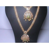 Indian Traditional Gold Plated Haram Necklace Set With Earrings For Women