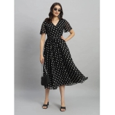 Curvydrobe Georgette Printed Midi Womens Fit & Flare Dress - Black ( Pack of 1 ) - None