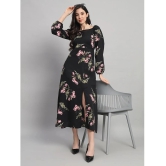 Curvydrobe Crepe Printed Midi Womens Side Slit Dress - Black ( Pack of 1 ) - None