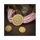 Sukkhi Alloy Pink Traditional Necklaces Set Choker - Pink