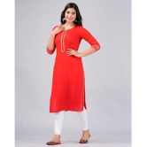 MAUKA Rayon Embroidered Straight Womens Kurti - Red ( Pack of 1 ) - None