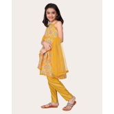 Designer Cotton Print Work Kid Top Bottom With Dupatta Yellow-Yellow / 5 - 6 Years