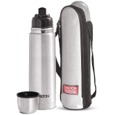 Milton Flip Lid 750 Thermosteel 24 Hours Hot and Cold Water Bottle with Bag, 750 ml, Silver - Silver