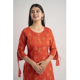 MAUKA - Orange Rayon Women's Straight Kurti ( Pack of 1 ) - None