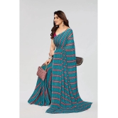 Anand Sarees Georgette Striped Saree Without Blouse Piece - Blue ( Pack of 1 ) - Blue