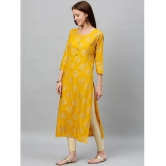 KIPEK - Mustard Rayon Womens Straight Kurti ( Pack of 1 ) - None