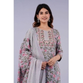 Doriya - Grey Straight Cotton Blend Women's Stitched Salwar Suit ( Pack of 1 ) - None