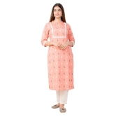 miravan Peach Cotton Blend Straight Kurti - 3XL