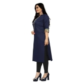 Rangrasiya - Blue Cotton Womens Straight Kurti ( Pack of 1 ) - XL