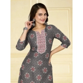 Rangita Women Cotton Dark Grey Printed Knee Length Straight Kurti - None