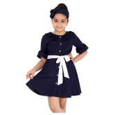 Naughty Ninos Girls Navy Blue Fit & Flared Dress - None