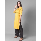 Dollar Missy Cotton Blend Embroidered Straight Womens Kurti - Yellow ( Pack of 1 ) - None