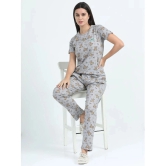 JILZ Grey Cotton Womens Nightwear Nightsuit Sets ( Pack of 1 ) - None