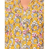 Swasti Cotton Blend Printed Front Slit Womens Kurti - Yellow ( Pack of 1 ) - None