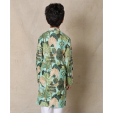 GREEN TEMPLE PRINTED PURE COTTON KURTA - GREEN-5-6 YEARS / 1N / GREEN