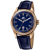 DoubleRun Blue Leather Analog Mens Watch