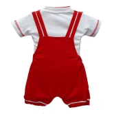 Zadmus Unisex Top and Dungaree Set Cotton, Red - 6-12 Months