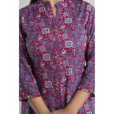 MAUKA - Pink Rayon Womens Front Slit Kurti ( Pack of 1 ) - None