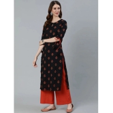 Antaran Cotton Printed Straight Womens Kurti - Black ( Pack of 1 ) - None