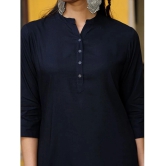 Juniper Rayon Solid Straight Womens Kurti - Navy Blue ( Pack of 1 ) - None