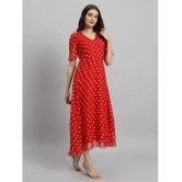 Curvydrobe Georgette Printed Midi Womens Fit & Flare Dress - Red ( Pack of 1 ) - None