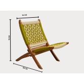 Orchid Homez Hand Woven Lounge Chair Folding Solid Wood Outdoor Chair (Natural) (Yellow-White)