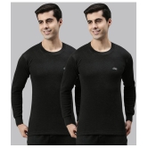 Pack of 2 Lux Cottswool - Black Cotton Blend Mens Thermal Tops - None