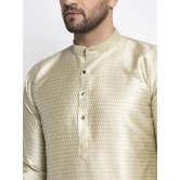 Jompers Men Beige & White Woven Design Kurta with Pyjamas-XL / Beige