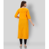 SVARCHI - Yellow Cotton Women's Straight Kurti ( Pack of 1 ) - XL