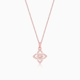 Rose Gold Double Rosette Pendant with Link Chain