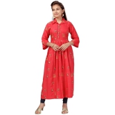 Aarika Red Cotton Girls Kurti ( Pack of 1 ) - None