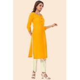 Glomee - Yellow Cotton Women's Straight Kurti ( Pack of 1 ) - None