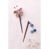 Crochet Butterfly & Tiki Hair Sticks (Pair)