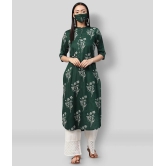 Juniper Rayon Printed Straight Womens Kurti - Green ( Pack of 1 ) - XXL