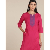 Karigari - Pink Cotton Women's Straight Kurti ( Pack of 1 ) - None