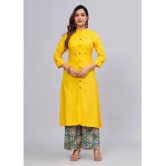 MAUKA Rayon Embellished Kurti With Palazzo Womens Stitched Salwar Suit - Yellow ( Pack of 1 ) - None